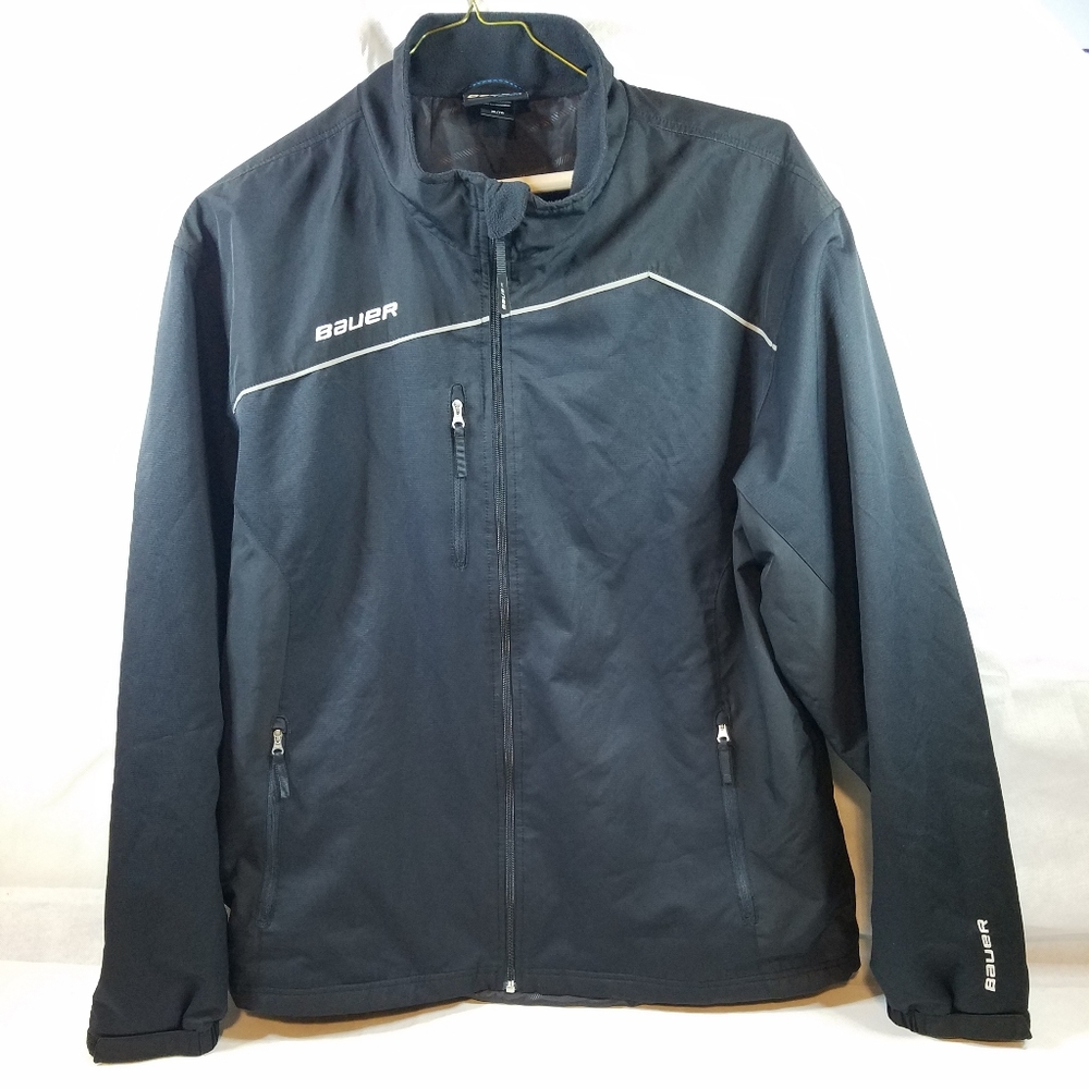 Bauer Hockey Black Warm Up Jacket Coaches Coat Adu
